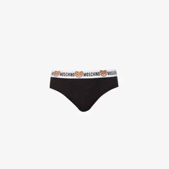 Комплект из двух трусов из эластичного хлопка с поясом с логотипом Moschino, черный