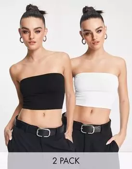 Комплект из двух укороченных топов без бретелек ASOS Ultimate разных цветов