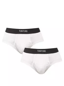 Комплект из двух жаккардовых трусов с логотипом из смесового хлопка. Tom Ford, белый