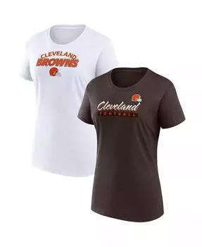 Комплект из двух женских футболок коричневого/белого цвета Cleveland Browns Risk Fanatics, мультиколор