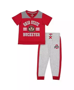 Комплект из джерси и брюк Ka-Boot-It для мальчиков и девочек Scarlet, Heather Grey Ohio State Buckeyes Ka-Boot-It Colosseum, красный