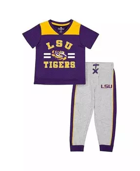 Комплект из джерси и брюк LSU Tigers Ka-Boot-It для мальчиков фиолетового и серого цвета Хизер Colosseum, фиолетовый