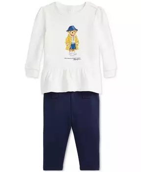 Комплект из флиса с толстовкой и леггинсами Polo Bear для малышей Polo Ralph Lauren, белый