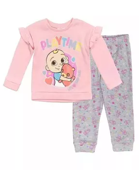 Комплект из флисового свитера и брюк для маленьких девочек JJ Baby Cocomelon, розовый
