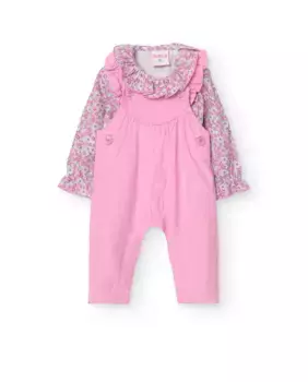 Комплект из футболки и комбинезона для девочки Boboli, розовый