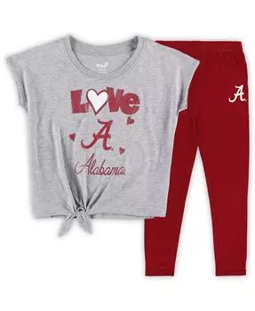 Комплект из футболки и леггинсов для мальчиков для малышей Heather Grey, Crimson Alabama Crimson Tide Forever Love Team Outerstuff