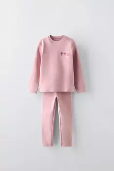 Комплект из футболки и леггинсов ZARA, светло-розовый