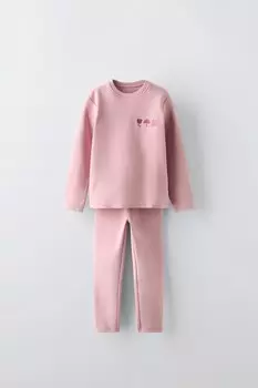 Комплект из футболки и леггинсов ZARA, светло-розовый