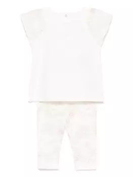 Комплект из футболки и легинсов с цветочным принтом Patachou, белый