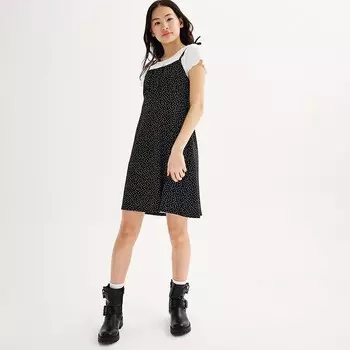 Комплект из футболки и платья-комбинации для девочек 7–16 лет, лимитированная серия Too Limited Too, черный