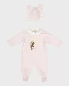 Комплект из футболки и шапочки Bear On The Moon для девочек, размер 1–6 м Fendi, цвет Pink