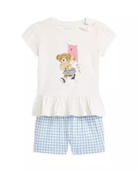 Комплект из футболки и шаровар Polo Bear для девочек из хлопка - для малышей Ralph Lauren, синий