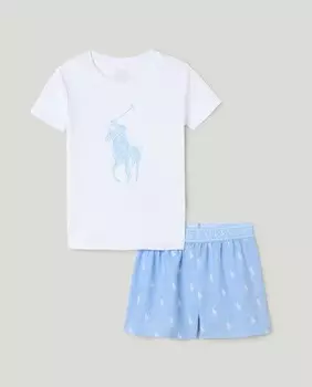 Комплект из футболки и шорт для девочки Ralph Lauren, синий