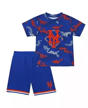 Комплект из футболки и шорт для мальчиков и девочек Royal New York Mets Field Ball для малышей Fanatics, синий