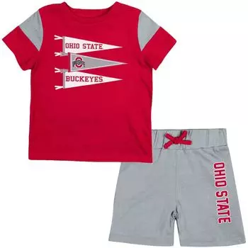 Комплект из футболки и шорт Herman для новорожденных и младенцев Colosseum Scarlet/Gray Ohio State Buckeyes Baby Herman Colosseum