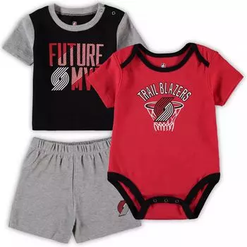 Комплект из футболки и шорт Infant Black Portland Trail Blazers Team с номерами Outerstuff