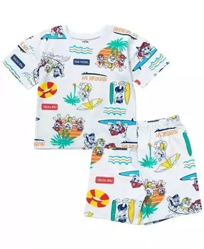 Комплект из футболки и шорт из французской махровой ткани для маленьких мальчиков Rubble Marshall Chase Baby Paw Patrol, белый