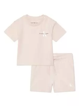 Комплект из футболки и шортов с логотипом Calvin Klein Kids, розовый