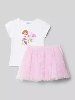 Комплект из футболки и юбки из тюля Mayoral, розовый
