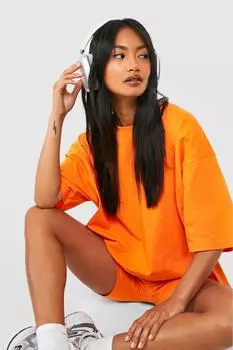 Комплект из футболки оверсайз и велосипедных шорт Dsgn Studio boohoo, оранжевый
