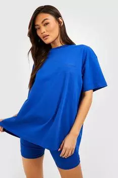 Комплект из футболки оверсайз и велосипедных шорт Dsgn Studio boohoo, синий