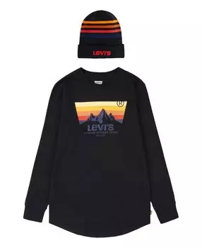 Комплект из футболки с длинными рукавами и шапки для больших мальчиков Levi's