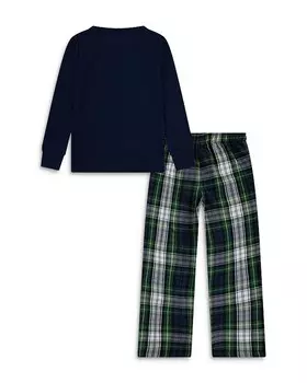 Комплект из футболки с длинными рукавами и тканых брюк Polo Ralph Lauren для мальчиков — Little Kid, Big Kid, синий