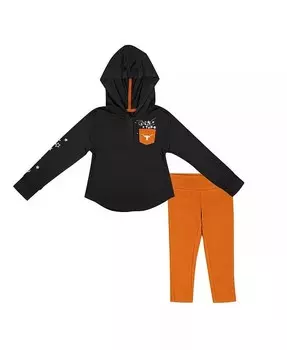 Комплект из футболки с капюшоном и леггинсов с длинными рукавами и футболками с длинными рукавами для малышей, черный и оранжевый Texas Longhorns Most Delightful Way Colosseum, оранжевый