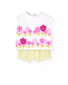 Комплект из футболки с коротким рукавом и шорт для малышки Boboli, белый