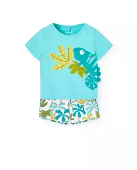 Комплект из футболки с принтом и шорт для мальчика Boboli, голубой
