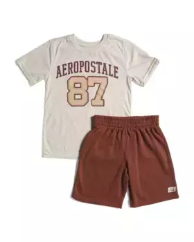 Комплект из футболки с рисунком и флисовых шорт из 2 предметов для маленьких мальчиков Aeropostale Kids, цвет Tan