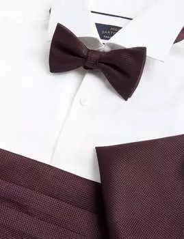 Комплект из галстука-бабочки, нагрудного платка и пояса-кушака Marks & Spencer, бордовый