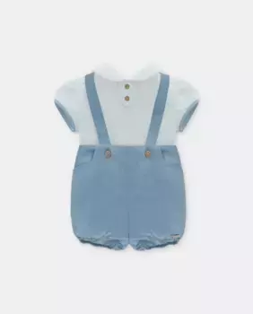 Комплект из голубой рубашки и панталон для мальчика с подтяжками Martn Aranda, синий