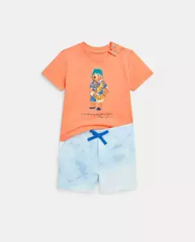 Комплект из хлопка для мальчика с футболкой и шортами Polo Ralph Lauren, мультиколор