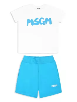 Комплект из хлопка с шортами для детей MSGM MSGM Kids, синий