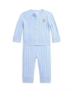 Комплект из хлопкового кардигана и брюк Polo Bear для девочек - для малышей Ralph Lauren, синий