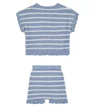 Комплект из хлопкового кардигана и шорт Rayas Suncracy, синий