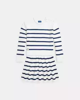 Комплект из хлопкового трикотажа и юбки для девочки Polo Ralph Lauren, белый