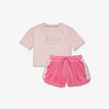 Комплект из хлопкового трикотажа из двух предметов, украшенный стразами, 7–16 лет Juicy Couture, цвет almond blossom