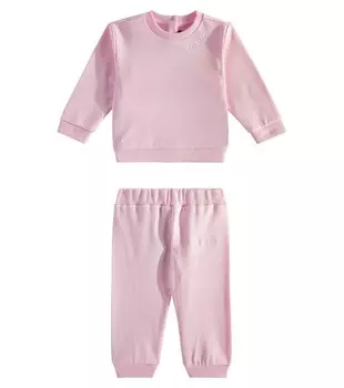 Комплект из хлопкового трикотажного свитера и спортивных штанов для малышей Balmain Kids, цвет plum