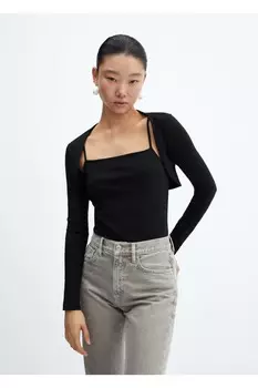 Комплект из хлопковой футболки и болеро Mango, черный