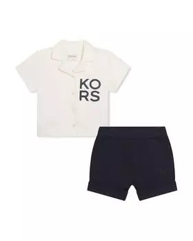 Комплект из хлопковой рубашки и шорт для мальчика Michael Kors, белый