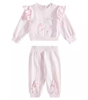 Комплект из хлопковой смеси с принтом для младенцев Monnalisa, цвет rosa fairytale