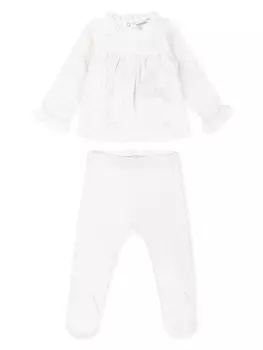 Комплект из хлопковых брюк и топа Emporio Armani Kids, белый