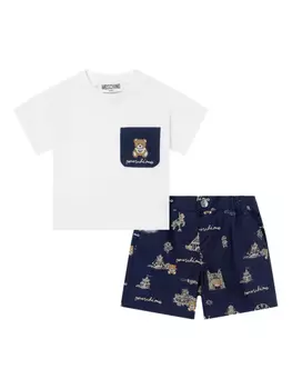 Комплект из хлопковых шорт Moschino Kids, синий