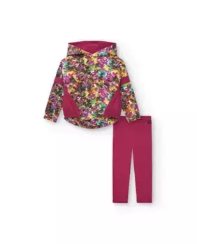 Комплект из худи и леггинсов для девочки цвета фуксии и цветочного принта Tuc tuc, розовый
