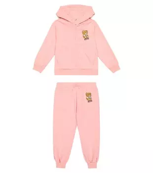 Комплект из худи и спортивных штанов из хлопка с принтом Moschino, розовый