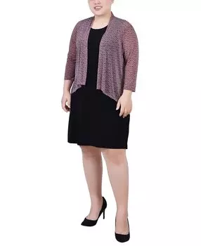 Комплект из кардигана и платья больших размеров, 2 шт. NY Collection, мульти