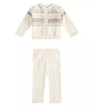 Комплект из кардигана и штанов Baby Grifin из альпаки Bonpoint, цвет blanc naturel