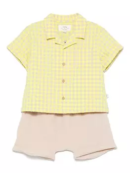 Комплект из клетчатых шорт и рубашки TEDDY & MINOU, коричневый